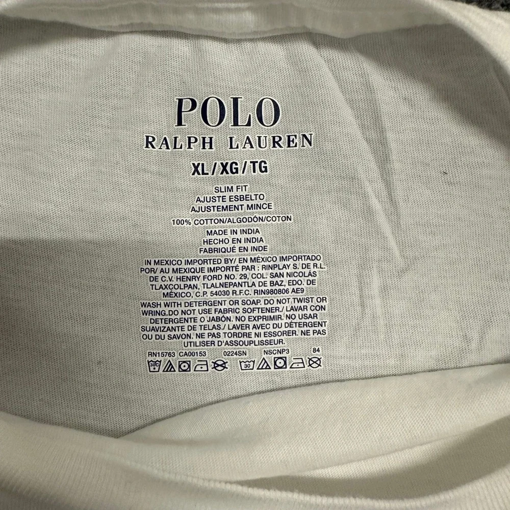Polo Ralph Lauren T-Shirt Mens XL White Slim Fit Cotton Short Sleeve Pony Logo